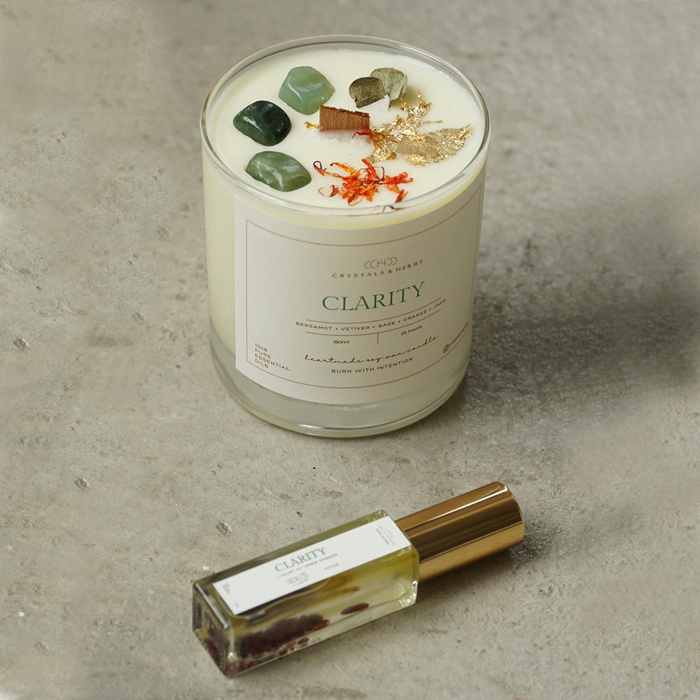 Clarity Gift Set Candle 180ml + Aura Elixir Spray 15ml