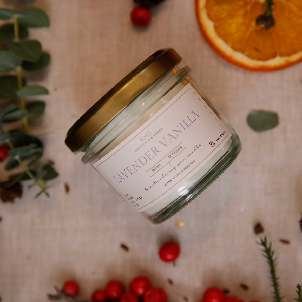Lavendar Vanilla Premium Essential Oil 80ml Soy Wax Candle
