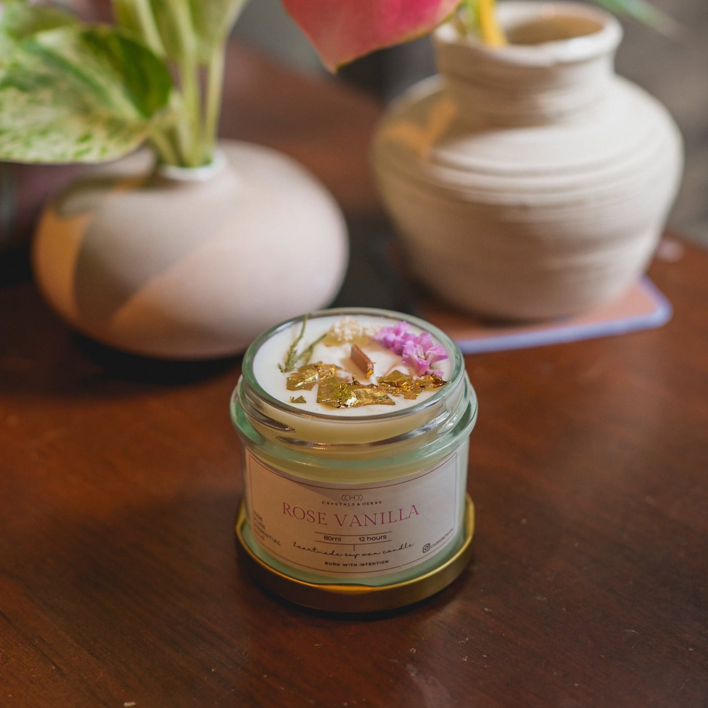 Rose + Vanilla Premium Essential Oil 80 ml Soy Handmade Candle