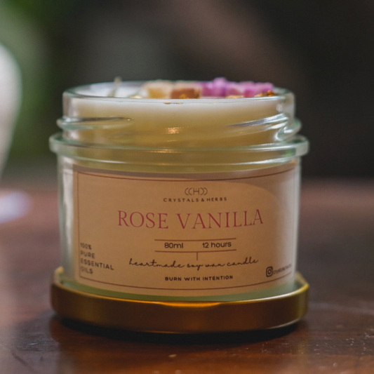 Rose + Vanilla Premium Essential Oil 80 ml Soy Handmade Candle
