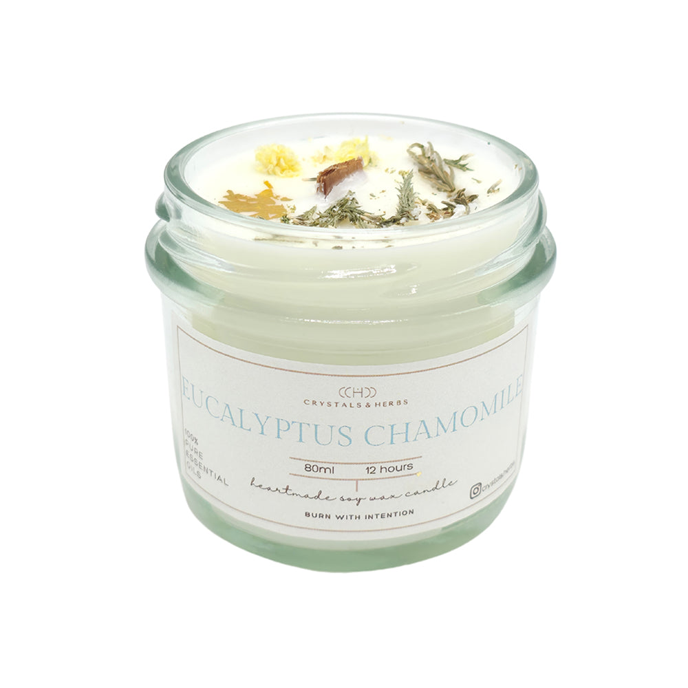Eucalyptus + Chamomile Premium Essential Oil 80 ml Soy Wax Candle