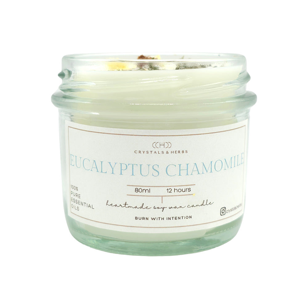 Eucalyptus + Chamomile Premium Essential Oil 80 ml Soy Wax Candle