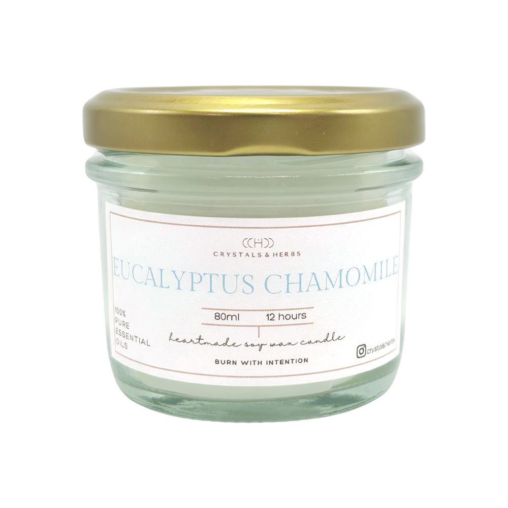 Eucalyptus + Chamomile Premium Essential Oil 80 ml Soy Wax Candle